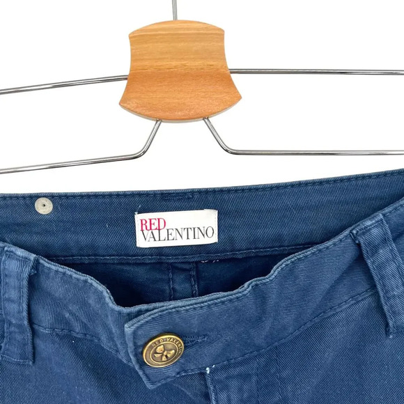RED Valentino‎ Navy Blue Cargo Pants Ankle Skinny Bow Detail Size - Picture 10 of 12